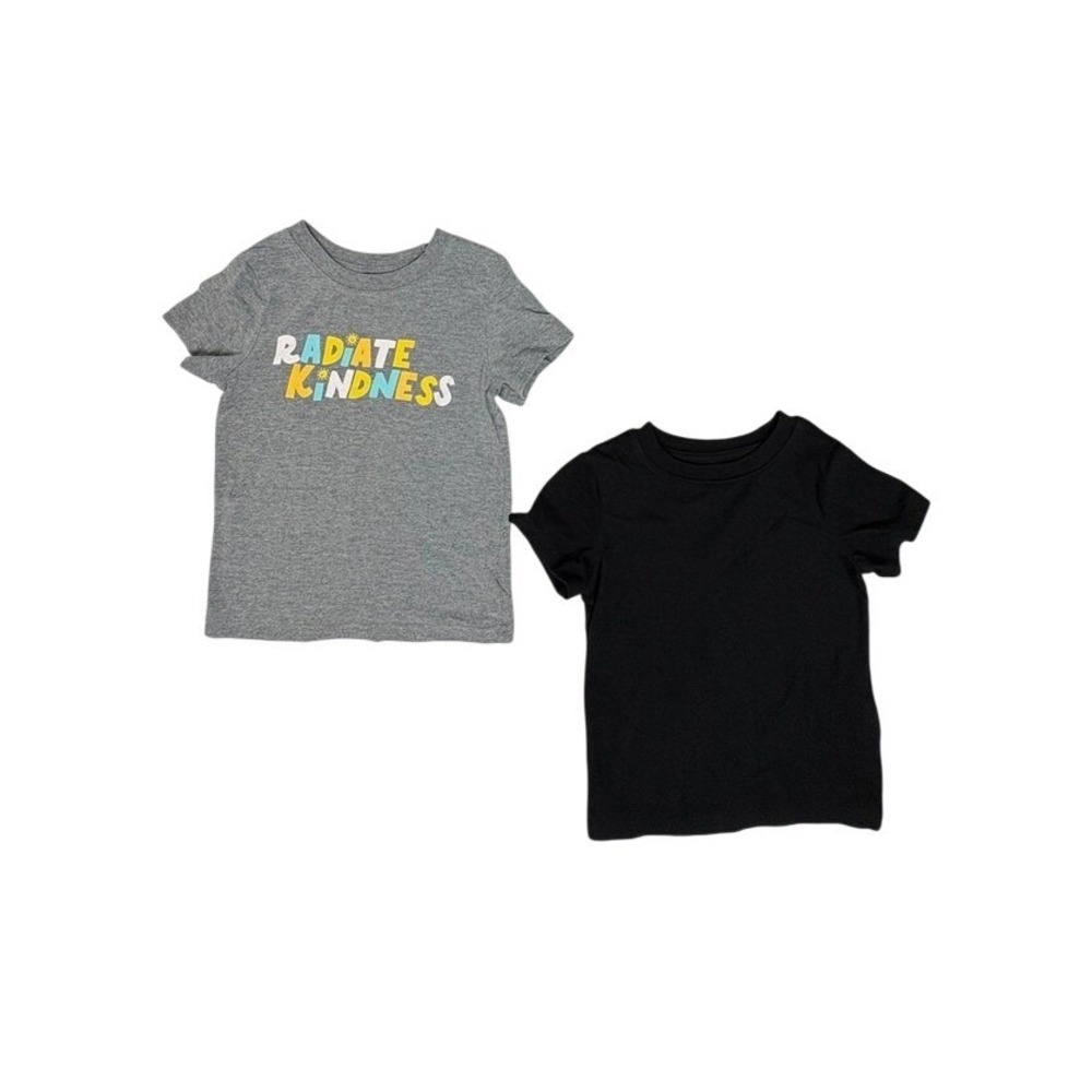 Cat & Jack Radiate Kindness Gray T-shirt + Cat & Jack Black Basic Tee 2T Toddler